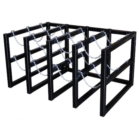 Justrite Cylinder Tube Rack, 4 Wide x 3 Deep, 58"W x 38"D x 30"H, 12 Cylinder Cap. 35156